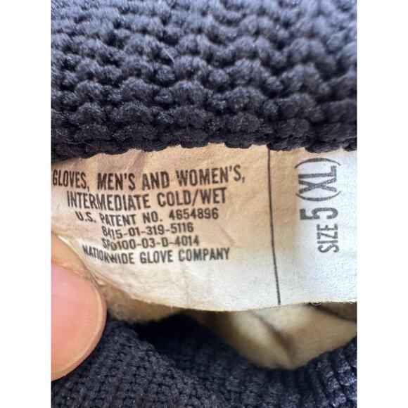 US Military Black Leather Intermediate Cold Wet Gloves With Cuff XL VGC - Picture 3 of 4